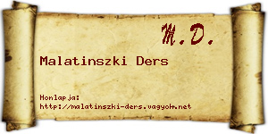 Malatinszki Ders névjegykártya